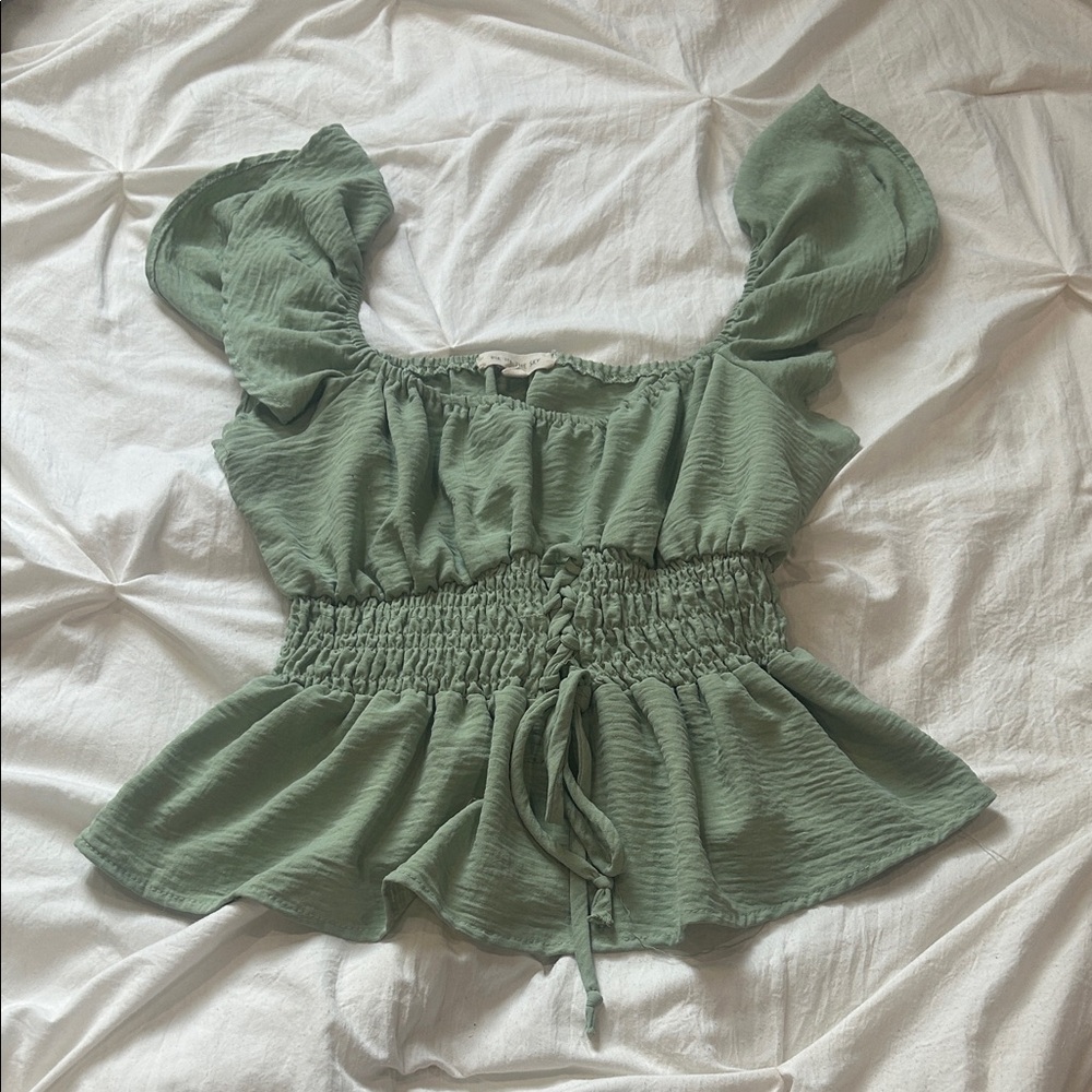 Sage Smocked Peplum Top - Women